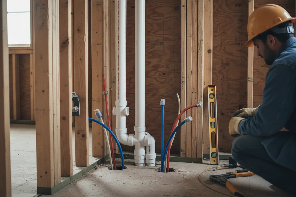 Drain and supply rough-in during Sump Pump Repair in Ingleside